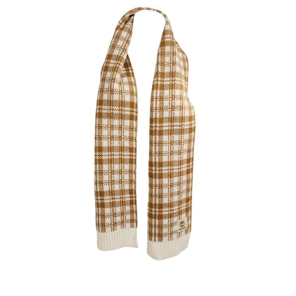 Timberland tan & white plaid scarf